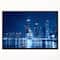 Designart - Blue Chicago Skyline Night - Cityscape Photo Framed Canvas Print
